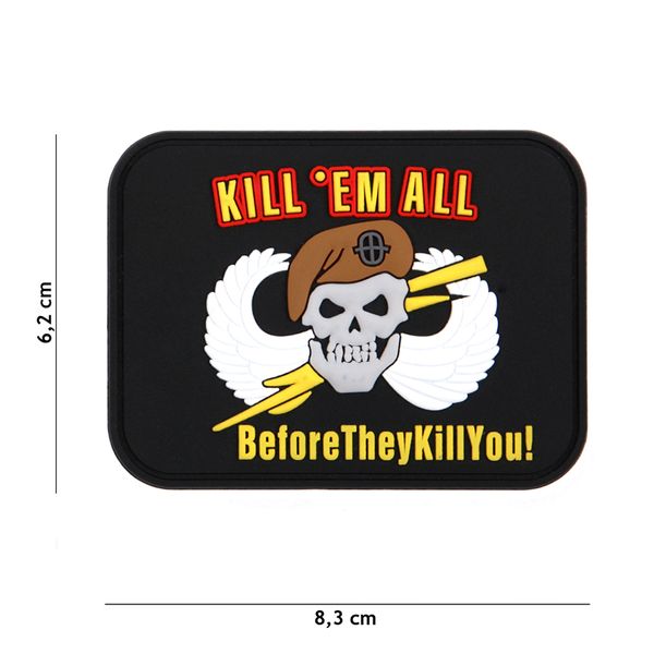 3D PVC Rubber Patch Kill 'em All Klett Abzeichen Applikation
