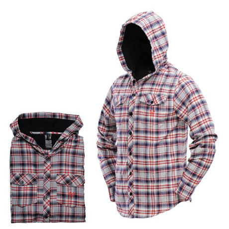 Dye Hooded Flannel Grey/ Red