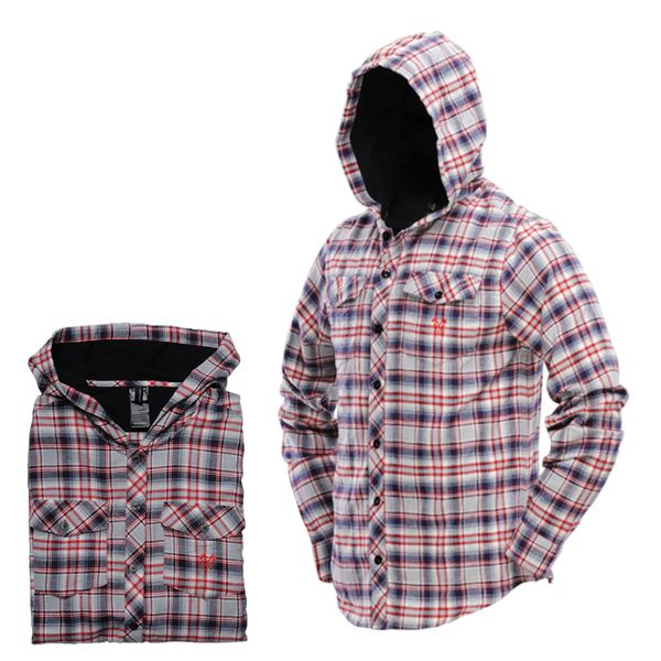 Dye Hooded Flannel Grey/ Red
