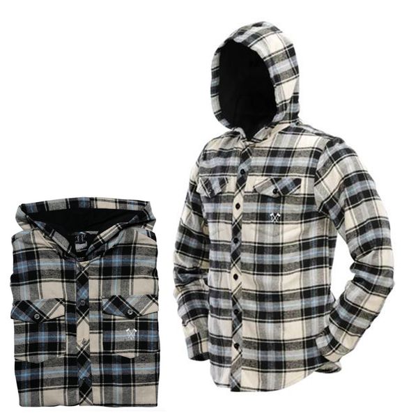 Dye Hooded Flannel Blue/ Tan
