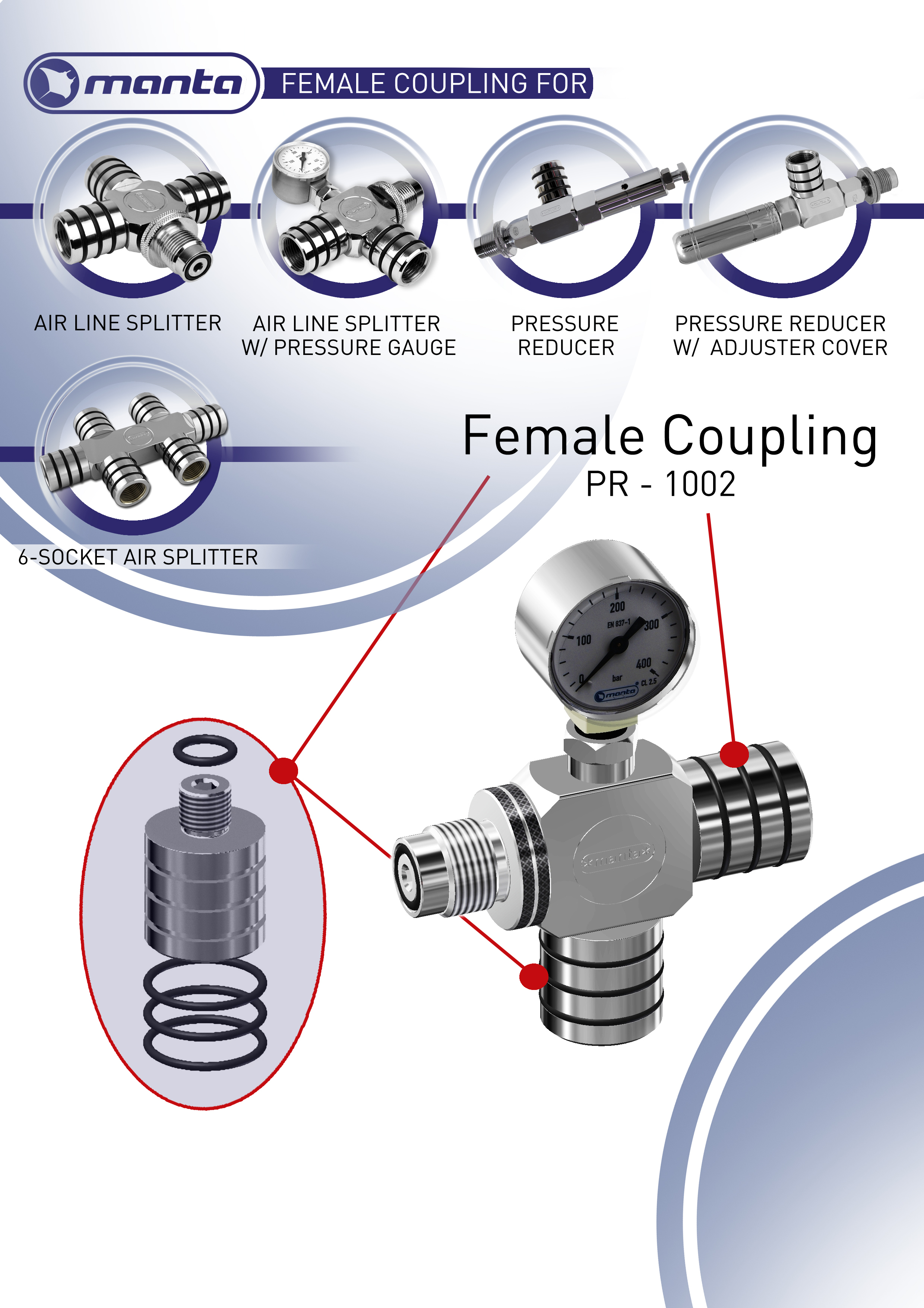 Manta Female Coupling Explosionszeichnung